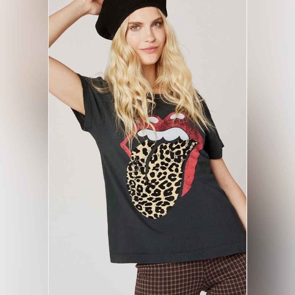 Daydreamer X Free People Rolling Stones Leopard Tongue Graphic Tee - Picture 3 of 5